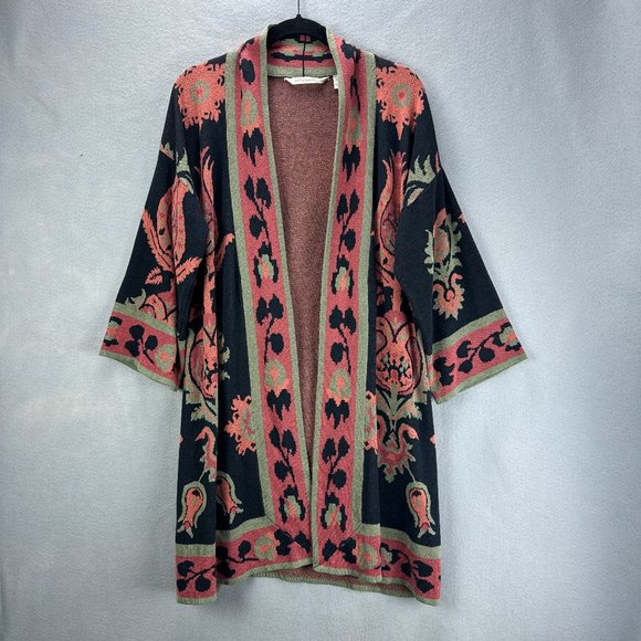 Soft Surroundings Sweaters - Soft Surroundings Sweater Womens Small Cardigan Black 3/4 Sleeve Cotton Blend